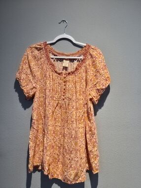 Faded Glory Yellow Floral Off-Shoulder Peasant Blouse